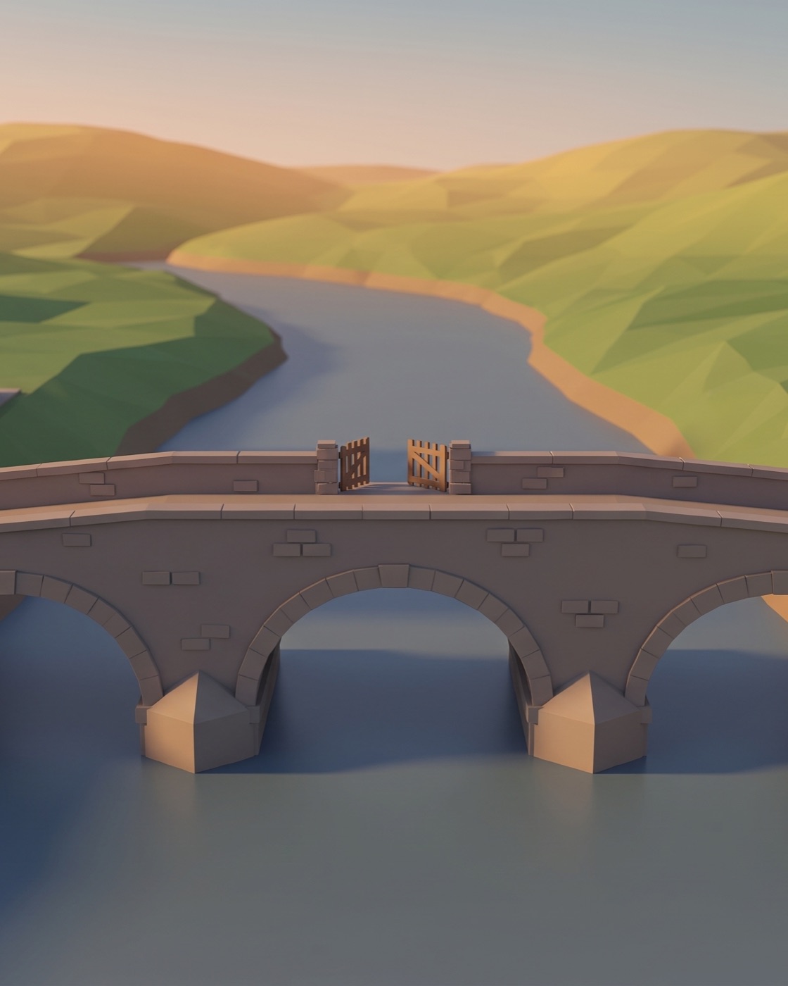 Standbild aus dem Erklärvideo: eine Steinbrücke mit einem Tor in der Mitte über einem Fluss (Bild mit KI erzeugt).
